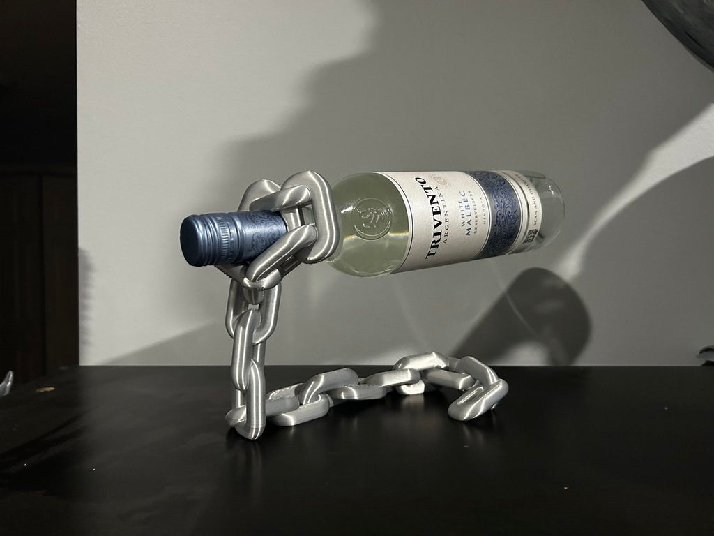 Soporte para Botella de Vino Estilo Cadena Industrial | Porta Vino Decorativo Personalizable