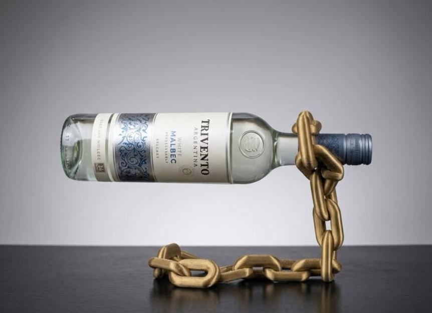 Soporte para Botella de Vino Estilo Cadena Industrial | Porta Vino Decorativo Personalizable